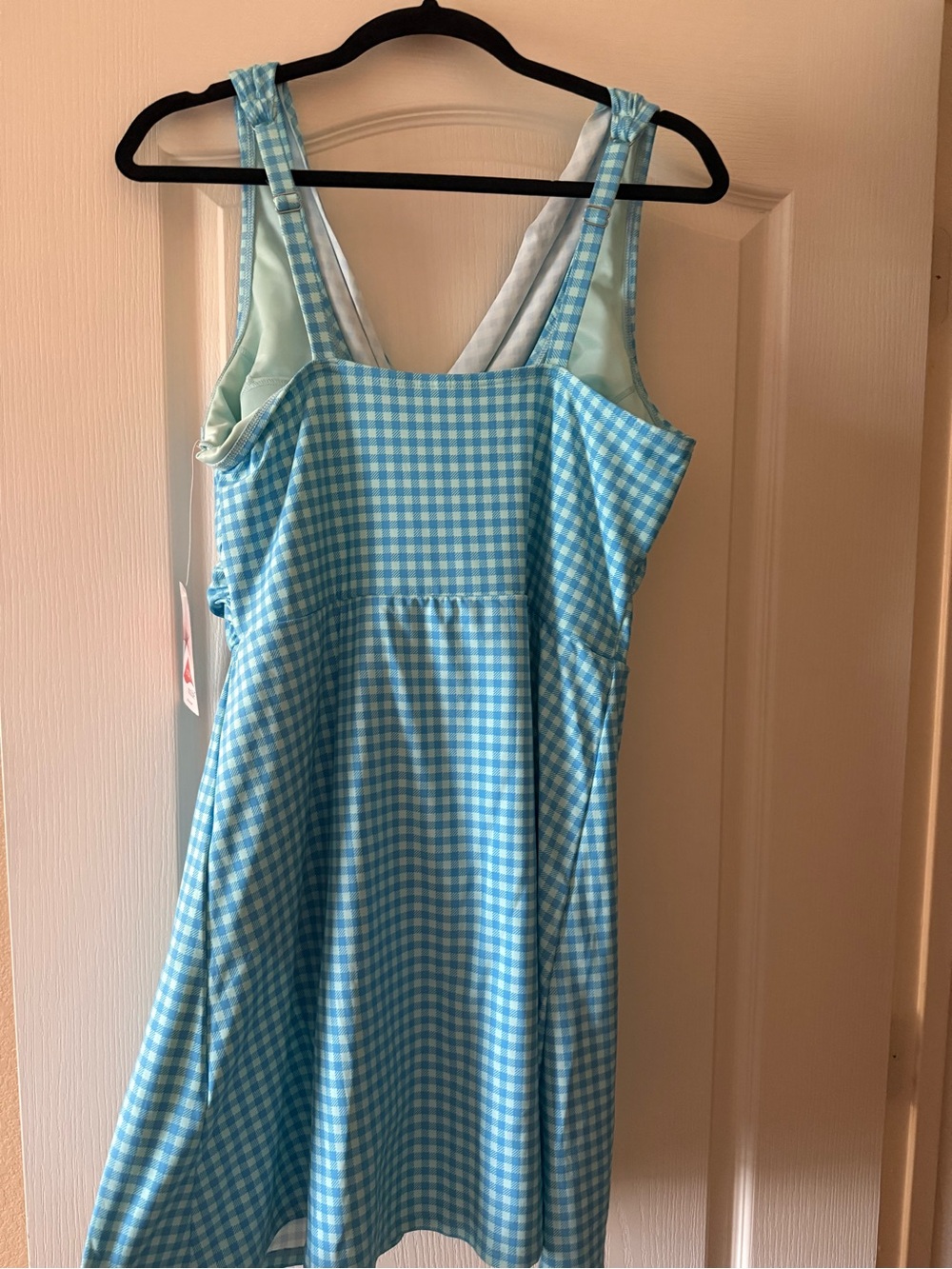 Lands' End Light Blue Gingham One-Piece Swimdress Size 16 - Picture 7 of 11